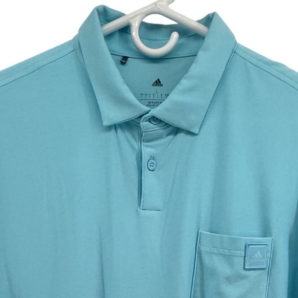 Adidas Men's Golf Polo Shirt Aqua Blue Short Sleeve Pocket AJGA Logo Size L